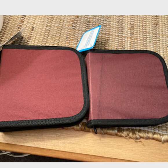 Two Maroon Canvas CD Cases 12 Slots in Each Holds 48 CD's NWT - Picture 1 of 3